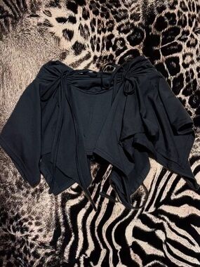 Black Draped Tie-Front Skirt